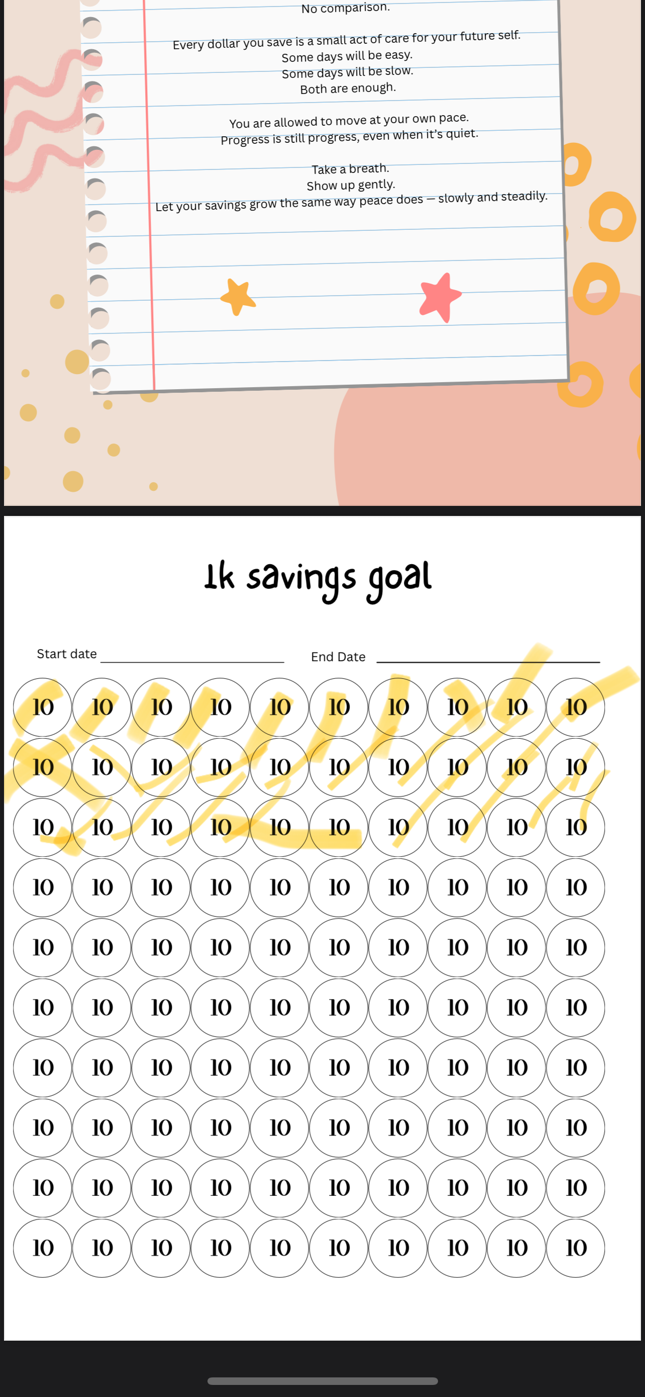 Financial Savings Journal | $1K Money Challenge