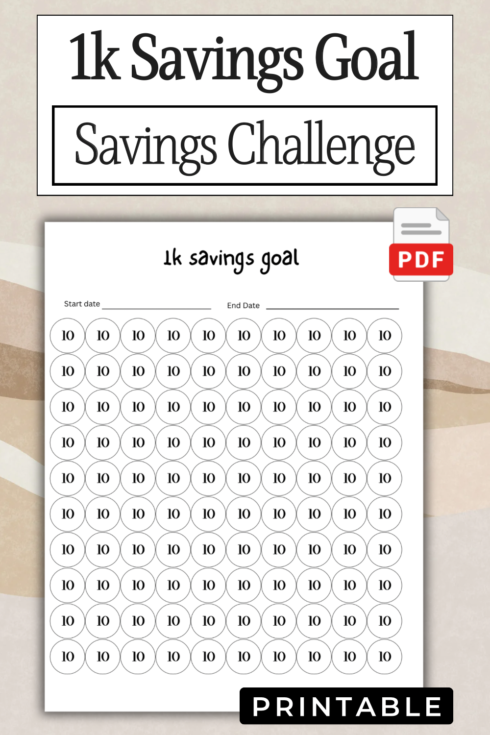 Financial Savings Journal | $1K Money Challenge