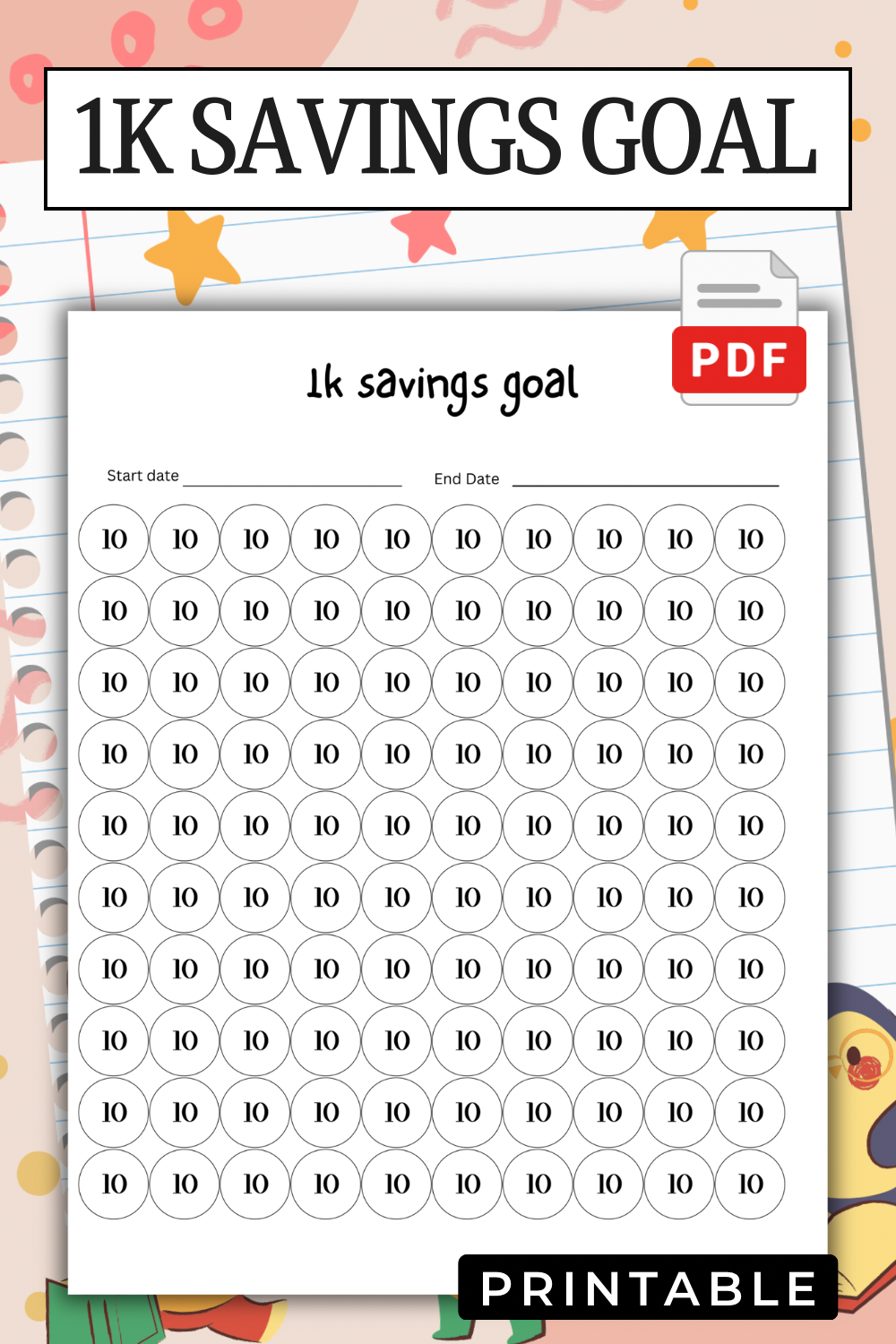 Financial Savings Journal | $1K Money Challenge